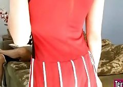 TS cheerleader Venus Lux seduces referee