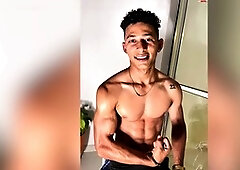 Hot Latino stud Marcus Brown flexes his ripped muscles
