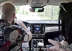 HUNT4K. Sweetheart with natural bazookas cheated in public