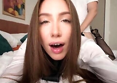 I was so sexually excited in this short petticoat, nylons and white shirt that I couldn’t hold back - I got on my knees and sucked him off. Then I c