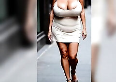 Aged Hotties Walking Downtown – Massive Saggy Tits Jiggling NO BRASSIERE Part 8 [AI generated]