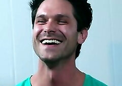 Gay Devin Franco takes pierced cock from Brogan up his ass after interview