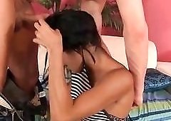 Cute little cock sucked on by a horny dick-stimulating cutie