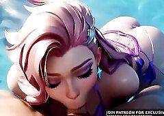CG Animation : Seraphine Swimming Pool Bang League of Legends Uncensored Comics
