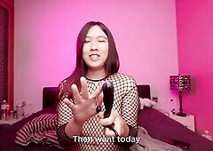 Oriental trans training her anal and get climax