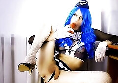 Lola masturbates for u in the form of a immoral stewardess and has an anal climax and squirt