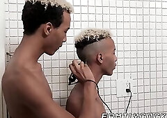 Black twink gets a haircut before jerk off session