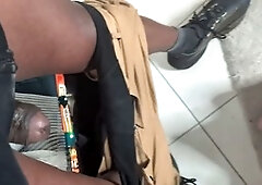 Pretty sissy enjoys two huge black dicks before savoring the warm cum