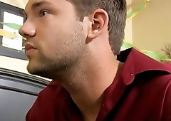 Bottom cums from fat dick in his ass