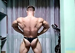Handsome Bodybuilder Flexes Big Muscles Nude