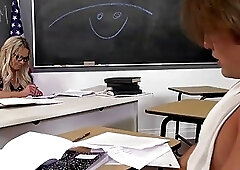 Chesty TS teacher throats and barebacked by her horny student