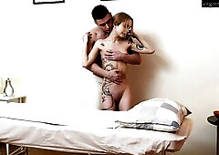 Ella Abras reaches her peak from her masseurs hands