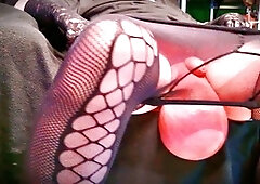 Real futanari with huge monster balls in a closeup cuckold scene featuring Bigbullballssissy