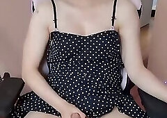 T-girl next door cums on panties and wears them