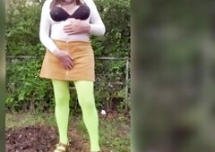 I crossdressed and my fresh nylon hose tights leotard and mini petticoat. The nylon leotard and tights felt so constricted and worthwhile on my skin. 