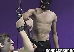 Hunky jock sub Jakobe Williamson tightly bound by his dominator