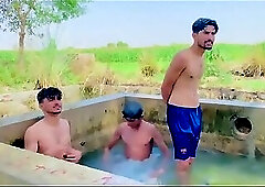 Indian villagers in tubewell 3some