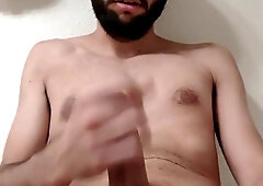 Jaw-dropping hair guy converses messy to you fapping his huge shaft and shoots a load