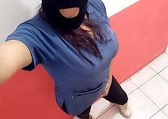 I fondle my tits and ass at the office. Today I'm in the mood for some action at work