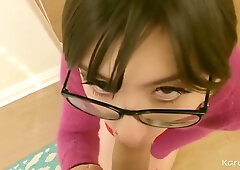 Angeline Red In Gorgeous Babe In Glasses Likes Fucking In The Kitchen