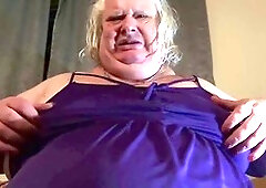 BBW trans lady Amorous Auntie Amy pleasuring herself and having a blast