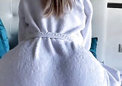 Paola slips back and forth on my corpulent cock. This Babe just likes doggy position. Large white butt! MartinPaola!