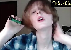 thin shemale cutie and small cock teases on cam