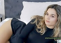 HelenWaldorf Bedtime Tease Blonde Hair, Skirt Lift, Thigh High Invitation for Roleplay Cam