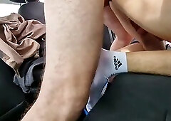 Sissy student Yaoi with a big dick gets fucked in a taxi with daddy&period;