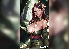 Ai models of charming fairy animation in forest with magic and calm atmosphere, this episode is for relax, quality photo to animation, large breasts, 