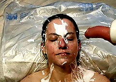 Fake bukkake with cum in home video compilation