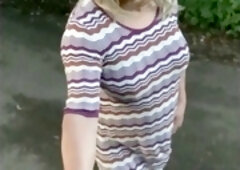 Milking, crossdresser in public