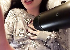 Cute German hotty in pyjamas discloses her masturbation routine (German JOI)