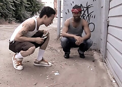 Black thug gives head and gets fucked hard from the back