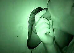 Auntie bob create a  gloryhole in a public restroom