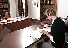 Bored geeky babe has some fun with a hot stud