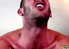 Stroking that big dick deep throat in suits and goes on top