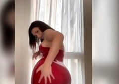 Seeing your Queen in the tightest of Hawt Red Latex dresse