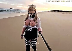 Sissy maid at the nude beach - second visit (edited)