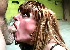 Diannexxxcd1 deep throats a big black cock and gets a facial in slow motion