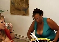 Those experienced curvy hotties disrobe down and dive into vehement fingering, their giant melons heaving as they explore every other's leaking m