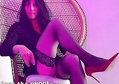 Images made during my visit at a club. Corset, high heels, latex, stookings. Living my dream of being a desirable crossdresser pornstar