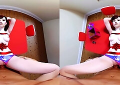 Foxy 3D Superwoman bounces up and down on a cock