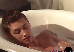 Young men take a sensual bath and fuck balls deep