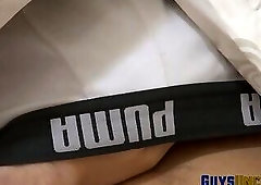 Bendy uncut twink sucks his own dick