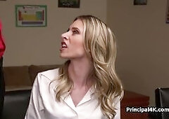 She used to be a prom queen and a dress is around with a crown. Its time for her to put it on, get on her knees and blow the principals hard dick!