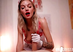Excited nurse in latex gloves has her own particular treatment method. That babe begins with a carnal tugjob in gloves, then gives a sloppy unfathomab