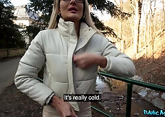 Quickie for Cash from Public Agent - Hot Teacher, Hot Fuck: Blonde Nerd in Glasses Maddy Black Dicked by Martin Gun Outdoors