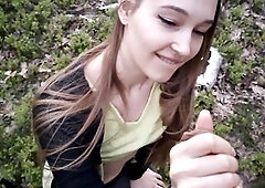 Hawt nymphomaniac in the forest made me cum in her throat