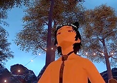 Solo Latino guy Cookiemanor getting off by the warm fire in VR